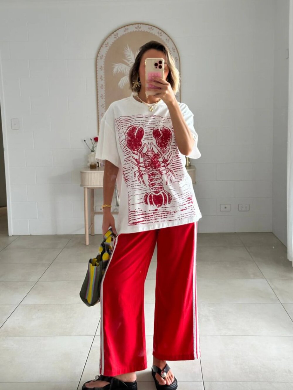 Zaziba Studio Jaya Linen Track Pants in Red